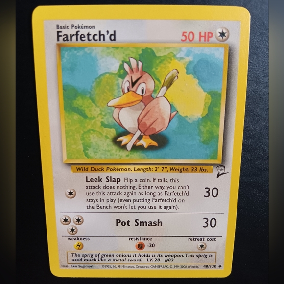 Farfetch'd Pokemon Card - Base Set 2 - NO. 40/130 Uncommon Non-Holo - Picture 2 of 9